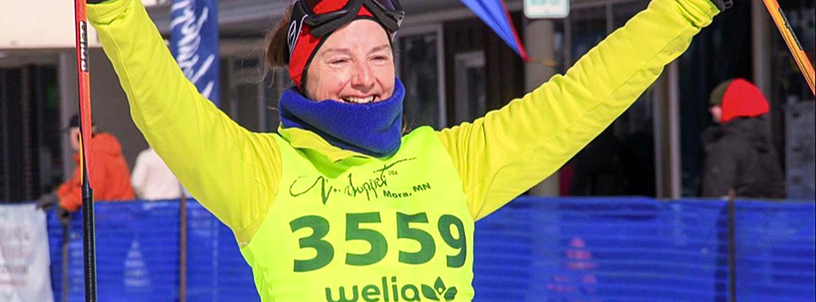 A cross-country skier participating in the Vasaloppet ski race