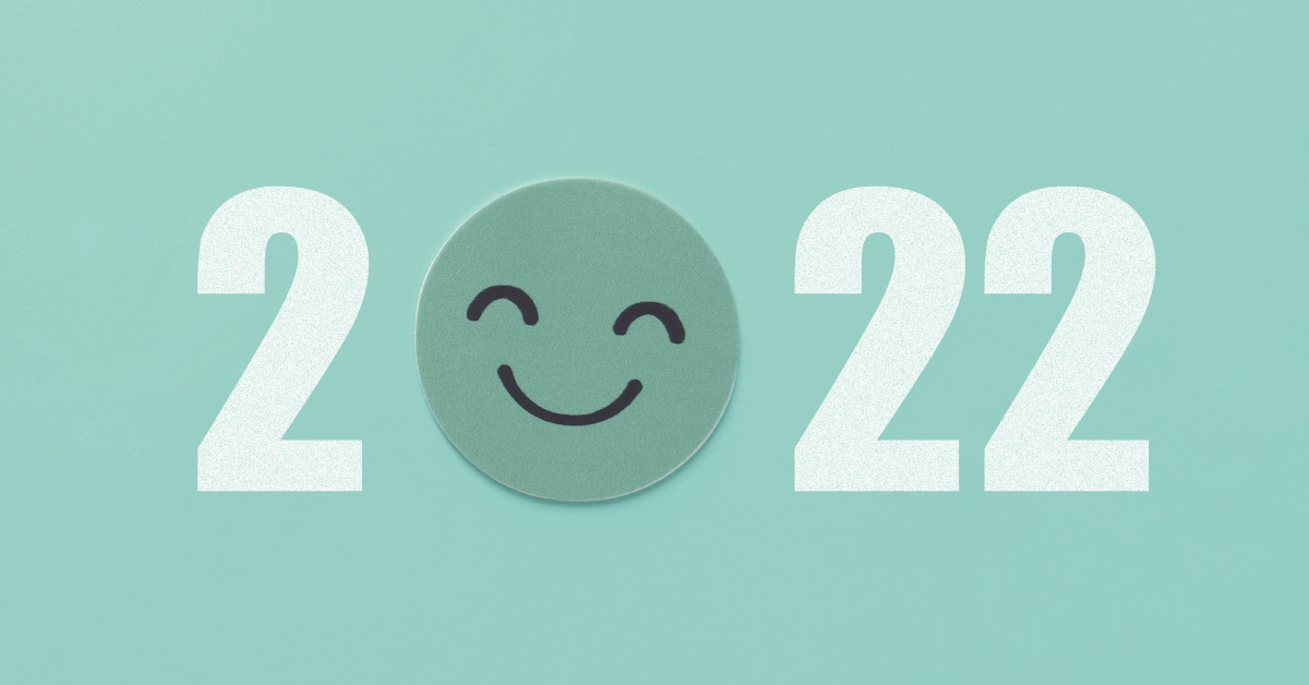 '2022' with a happy face