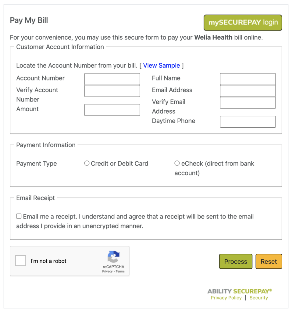 mySECUREPAY one-time payment option