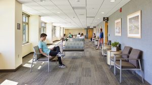 Patients in the waiting room at the Mora Clinic