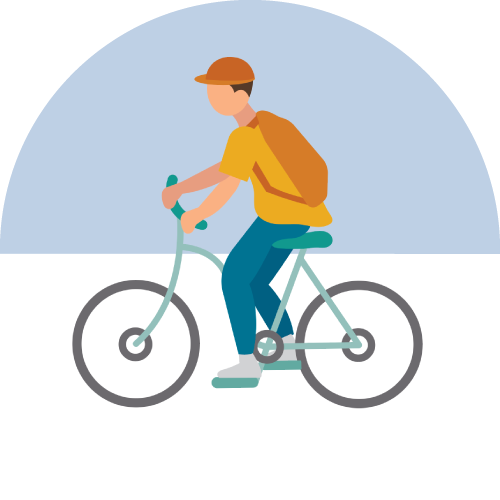 Illustration of a man riding his bike
