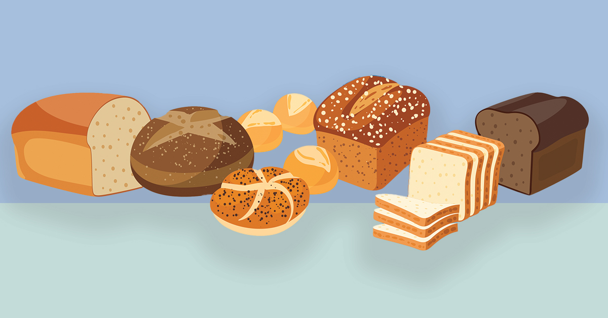 Illustration of a variety of loaves of bread