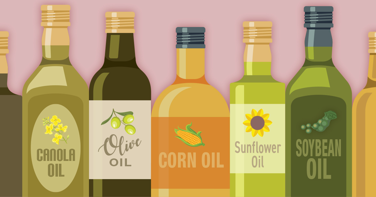 Illustration of many bottles of cooking oils
