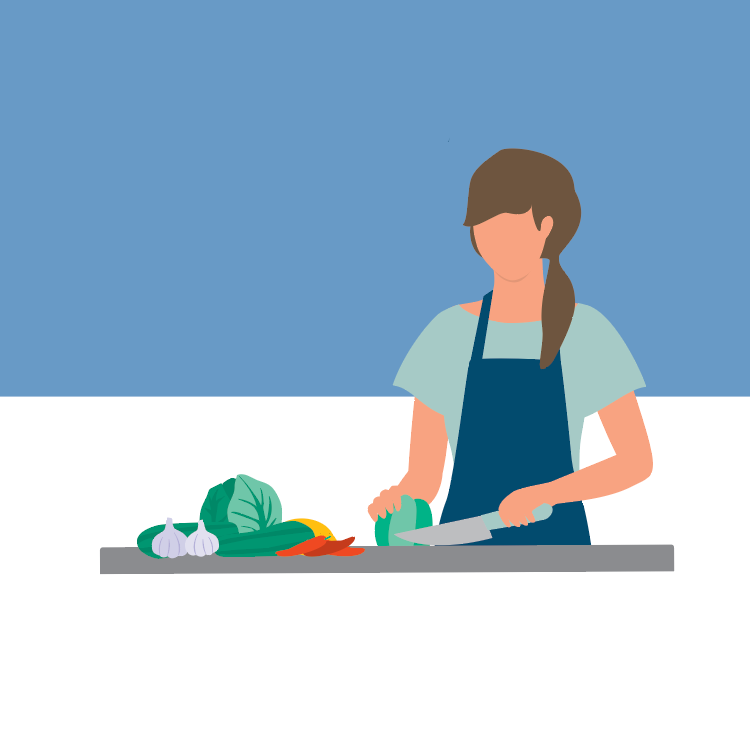 Illustration of a person chopping vegetables