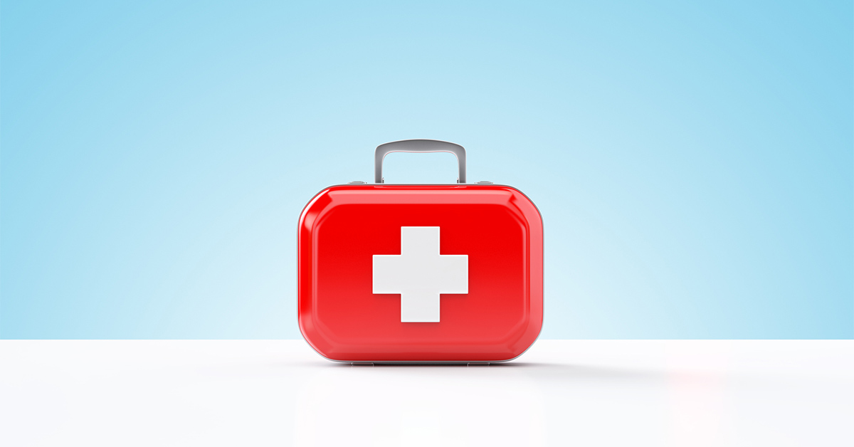 Illustration of a red first aid kit