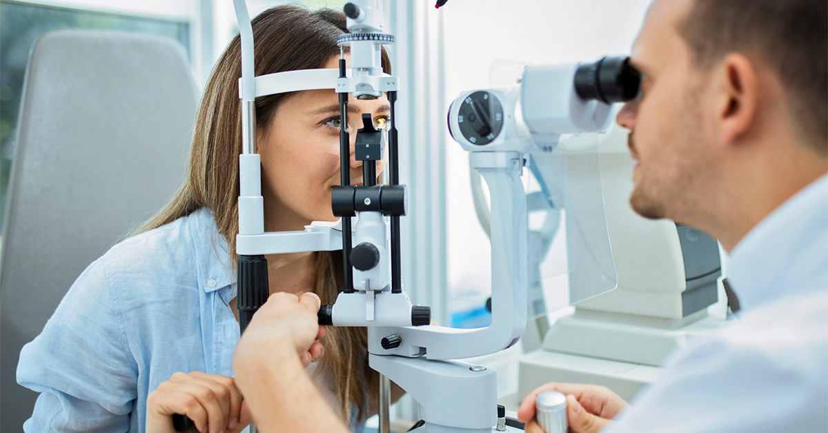 Optometrist conducting an eye exam