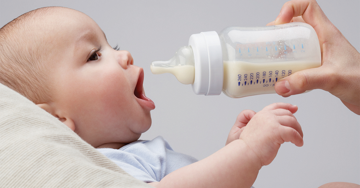 Baby being bottlefed