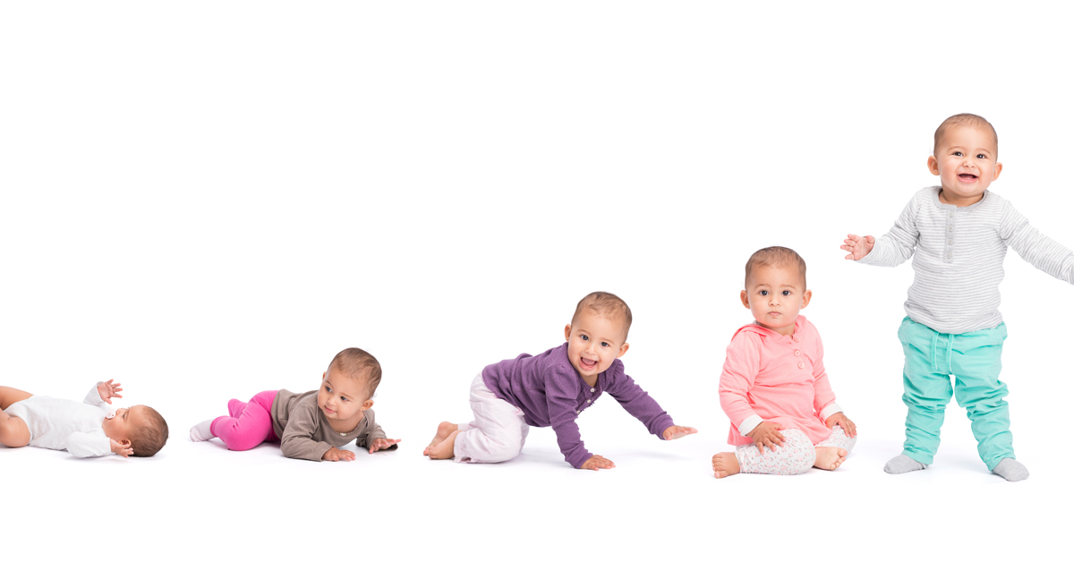 Collage of five children ranging from newborn to toddler