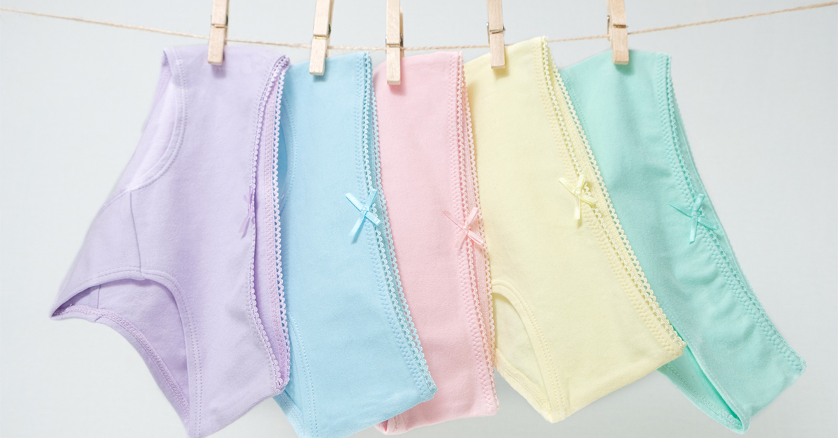 Colorful underwear hanging on a clothesline