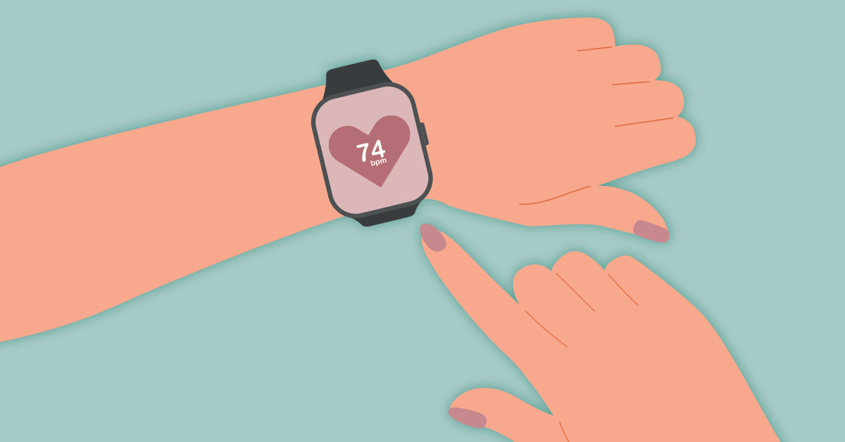 Illustration of a smartwatch on a woman's wrist