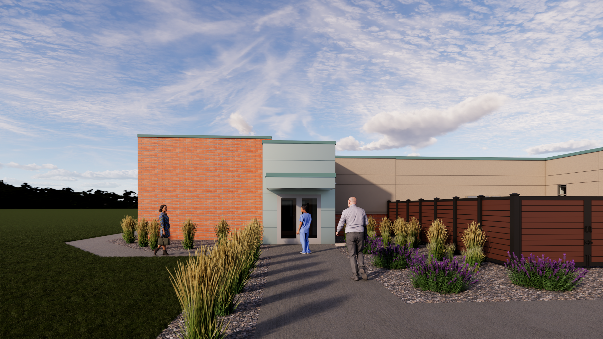 Welia Health Pine City expansion, rendering of employee entrance